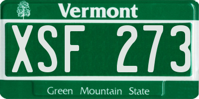 VT license plate XSF273
