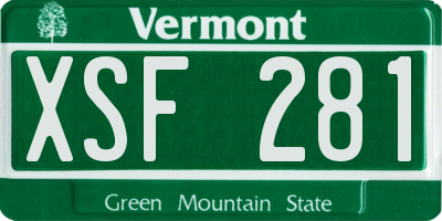 VT license plate XSF281