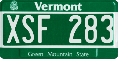 VT license plate XSF283