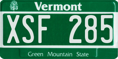VT license plate XSF285