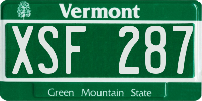 VT license plate XSF287