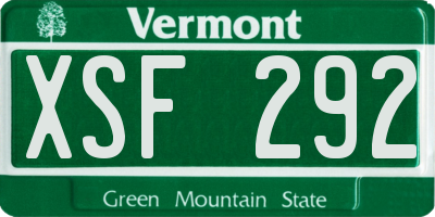 VT license plate XSF292
