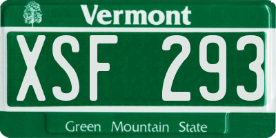 VT license plate XSF293