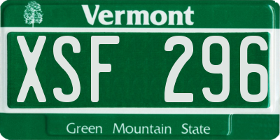 VT license plate XSF296
