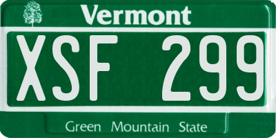 VT license plate XSF299
