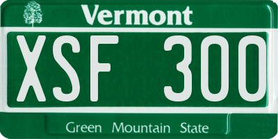 VT license plate XSF300