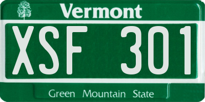 VT license plate XSF301