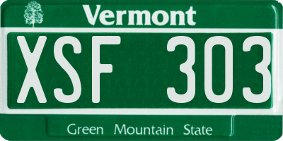 VT license plate XSF303