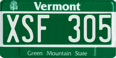 VT license plate XSF305