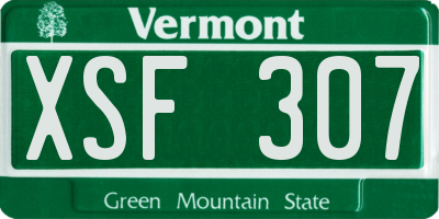 VT license plate XSF307