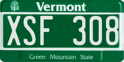 VT license plate XSF308