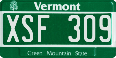 VT license plate XSF309