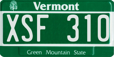 VT license plate XSF310
