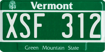 VT license plate XSF312