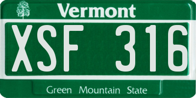 VT license plate XSF316