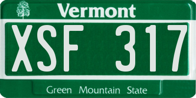 VT license plate XSF317