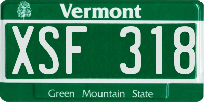 VT license plate XSF318