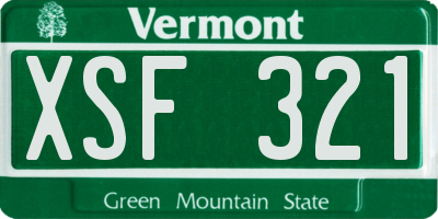 VT license plate XSF321