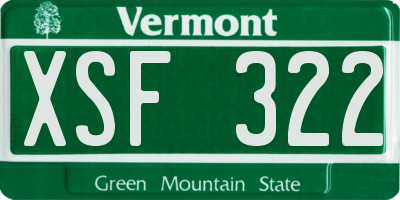 VT license plate XSF322