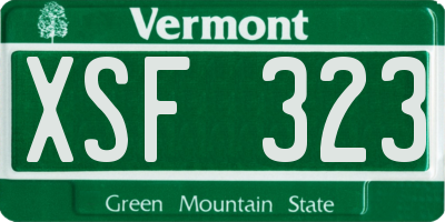 VT license plate XSF323