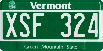 VT license plate XSF324