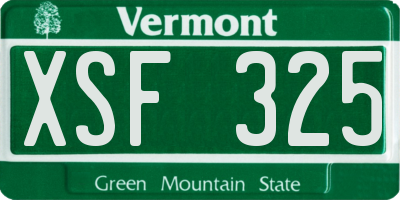 VT license plate XSF325