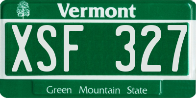 VT license plate XSF327