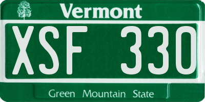 VT license plate XSF330