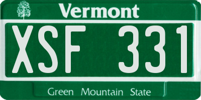 VT license plate XSF331