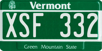 VT license plate XSF332