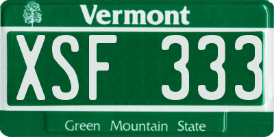 VT license plate XSF333