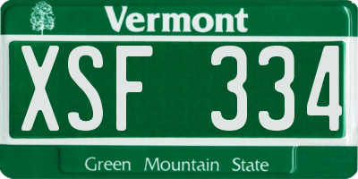 VT license plate XSF334