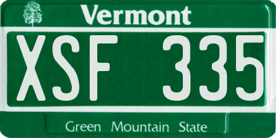 VT license plate XSF335