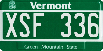 VT license plate XSF336