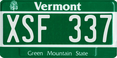 VT license plate XSF337