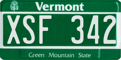 VT license plate XSF342
