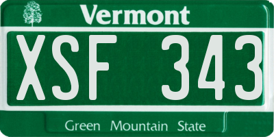 VT license plate XSF343