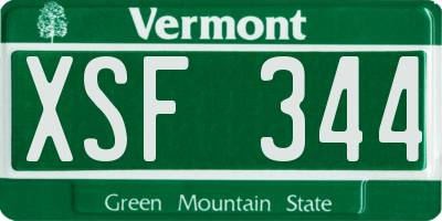 VT license plate XSF344