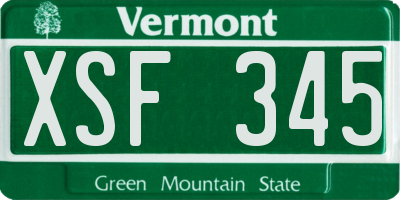 VT license plate XSF345