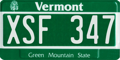 VT license plate XSF347