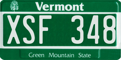 VT license plate XSF348