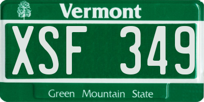 VT license plate XSF349