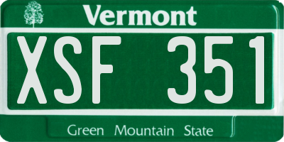 VT license plate XSF351