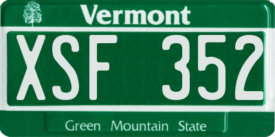 VT license plate XSF352