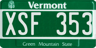 VT license plate XSF353
