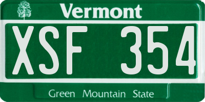 VT license plate XSF354
