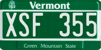 VT license plate XSF355