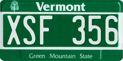 VT license plate XSF356