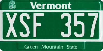VT license plate XSF357