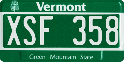 VT license plate XSF358